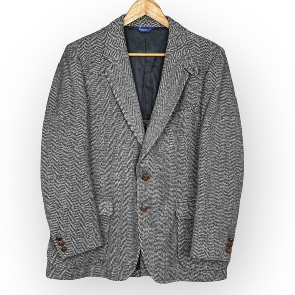 VTG Pendelton Mens Classic Wool Herringbone Jacket Blazer Size 40-42R Academia
